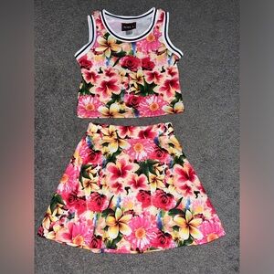 Girls' Floral Tank Top & Skirt Set | Size 8 | Youth Vacation and Summer Outfit